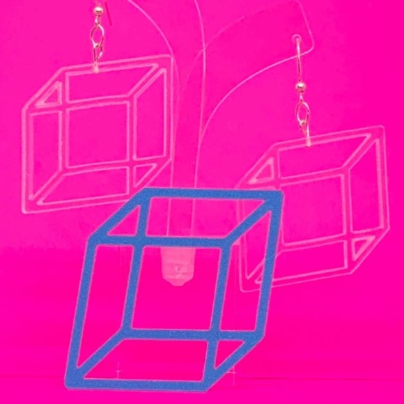 Transparent Prism Earrings - Trigonal Lucite - Picture 6 of 7